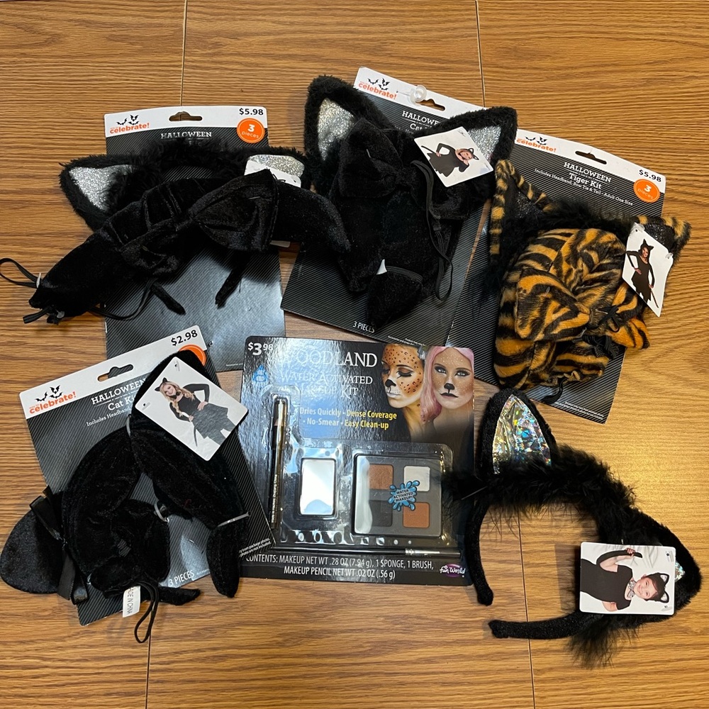NWT BULK Adult Child Cat Tiger Accessory Sets & Animal Woodland Theatre Make up